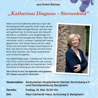 Lesung mit Ines Franzke aus ihrem Roman „Katharinas Diagnose – Sternenkind“ 