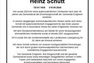 Nachruf Heinz Sch&uuml;tt