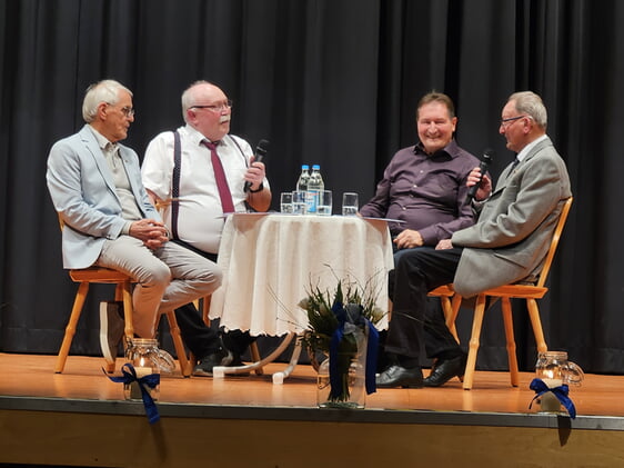 Interview v.l.n.r. BM a.D. Albert Leibold, Wolfgang Binder, Siegfried Düsterbeck, Rolf Karle