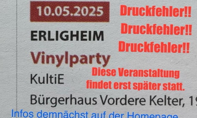 Korrektur der Mitteilung über Vinylparty im Neckartal Anzeiger